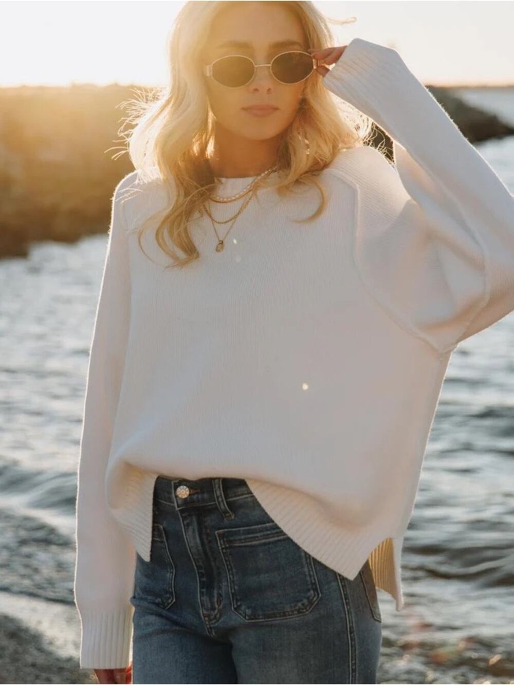 Free People Spring Street Pullover in Optic White large